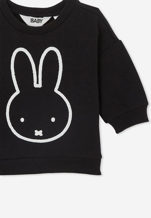 Cotton On - Alma drop shoulder sweater lcn - lcn mif black/miffy outline