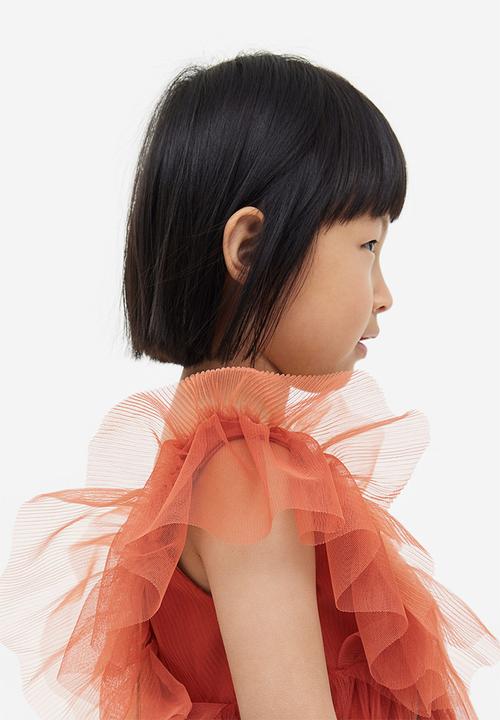 H&M - Pleated tulle dress - rust brown