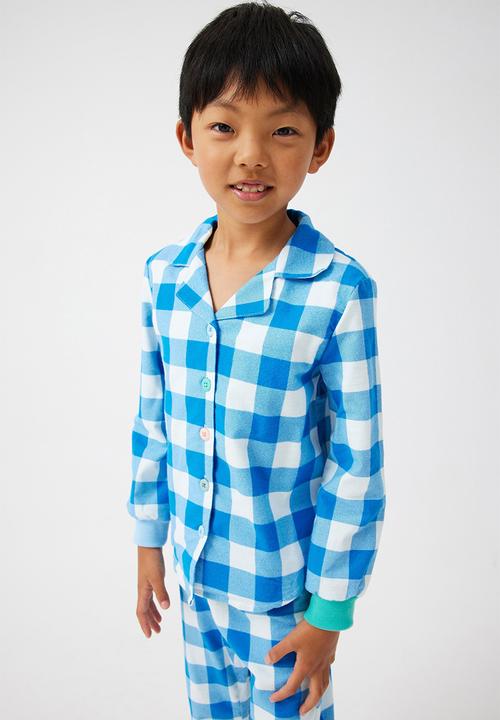Cotton On - William long sleeve pyjama set - blue punch & gingham check