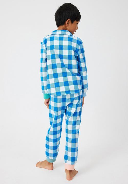 Cotton On - William long sleeve pyjama set - blue punch & gingham check