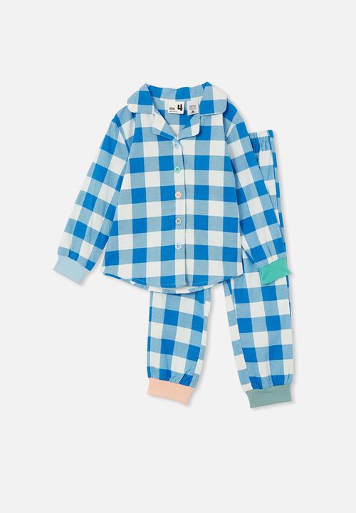 Cotton On - William long sleeve pyjama set - blue punch & gingham check