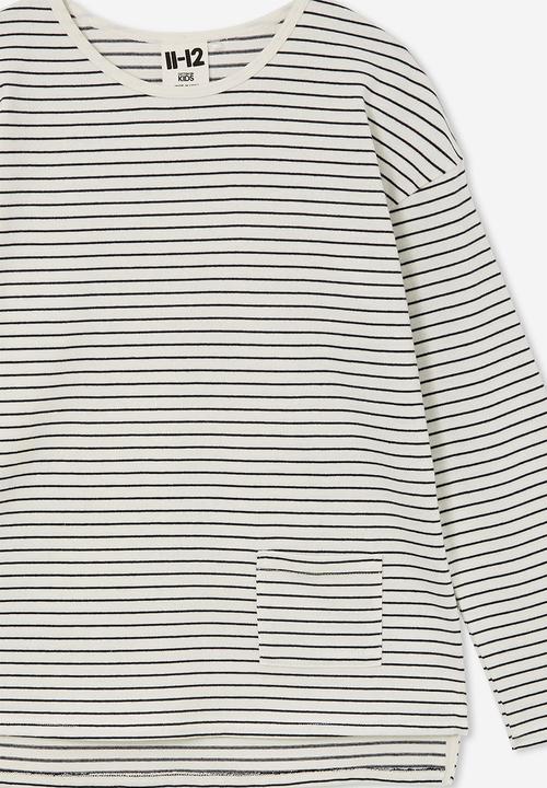 Cotton On - Pia long sleeve tee - vanilla/navy blazer stripe
