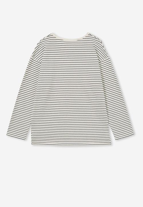 Cotton On - Pia long sleeve tee - vanilla/navy blazer stripe