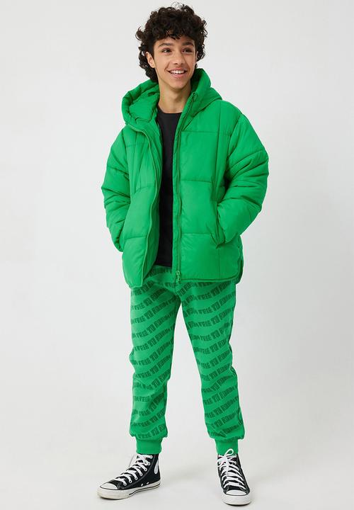 Cotton On - Super hooded puffer jacket - green splash