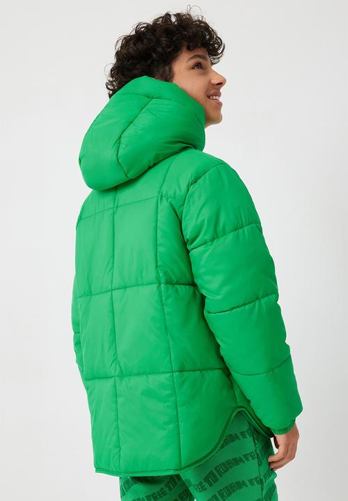 Cotton On - Super hooded puffer jacket - green splash