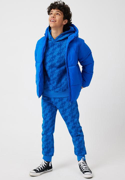 Cotton On - Super hooded puffer jacket - blue punch