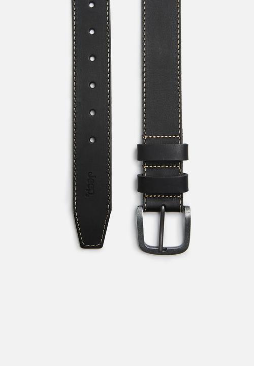 JEEP - Jeep leather stitch belt - black