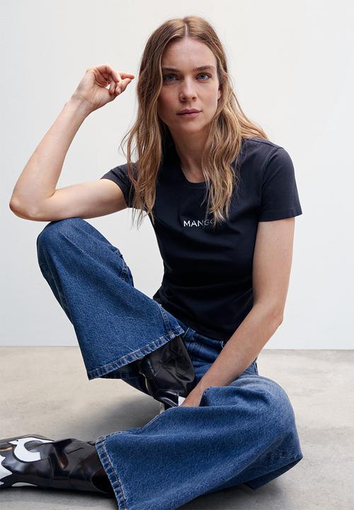 MANGO - T-shirt mangolog-h - navy