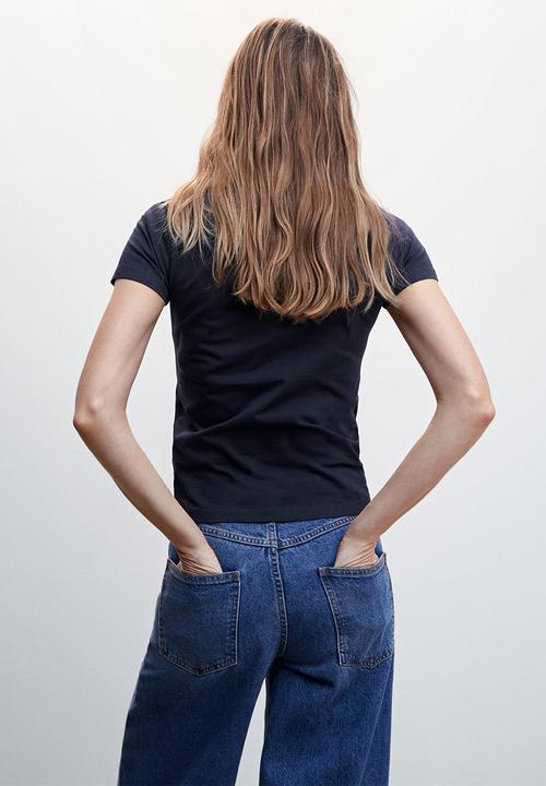 MANGO - T-shirt mangolog-h - navy