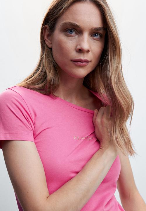 MANGO - T-shirt mangolog-h - pink