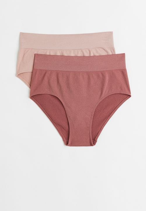H&M - 2-pack seamless bikini briefs - old rose/pink