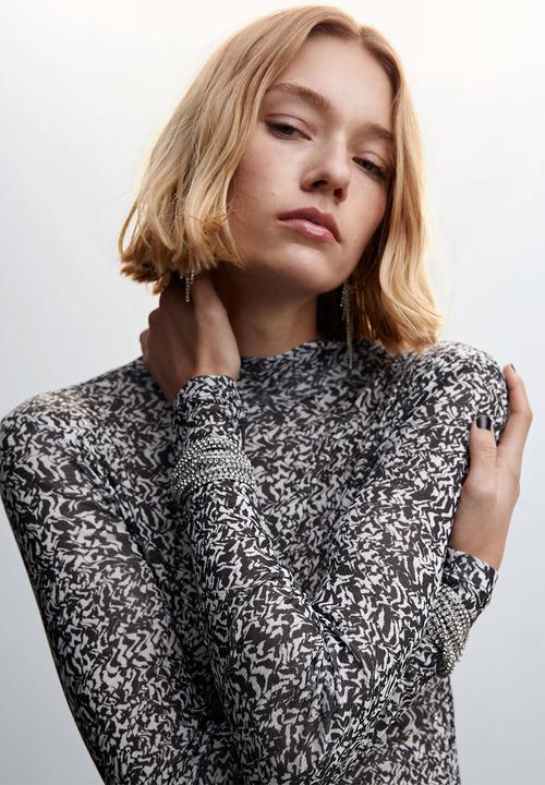 MANGO - T-shirt snow - black