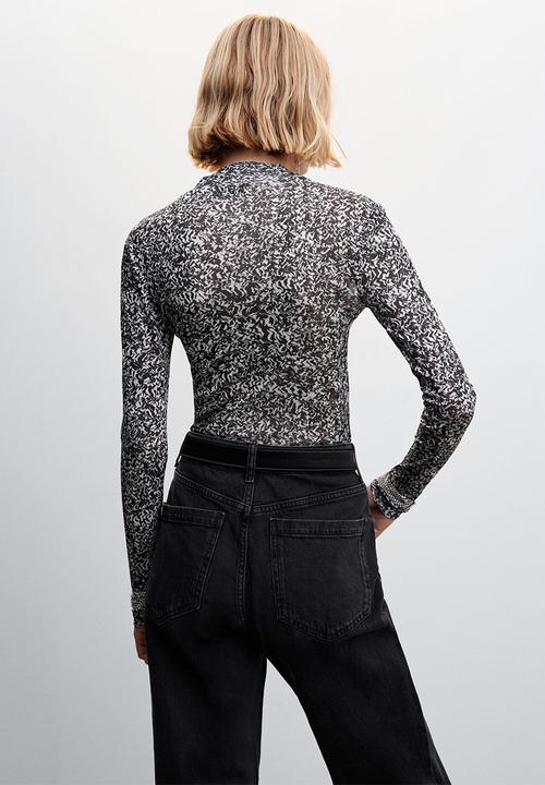 MANGO - T-shirt snow - black