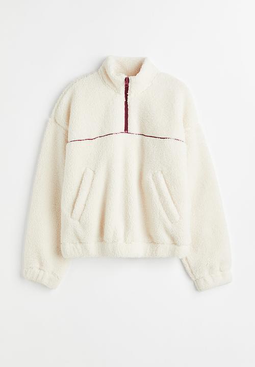 H&M - Zip-top teddy sweatshirt - cream