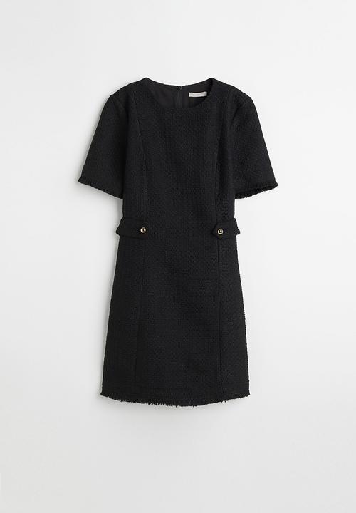 H&M - Wool-blend bouclé dress - black