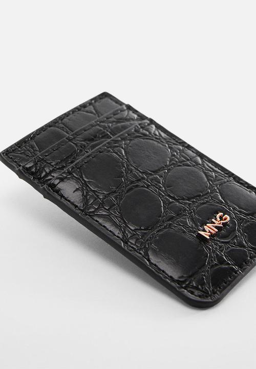 MANGO - Croc-effect card holder - black