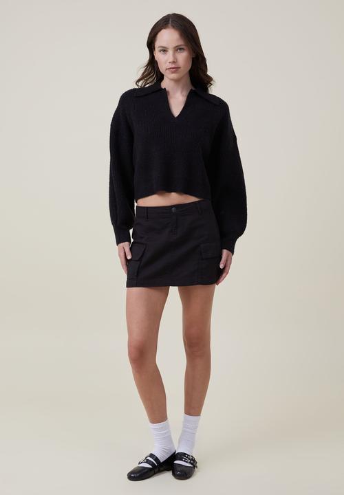 Cotton On - Blondie rib collar pullover - black