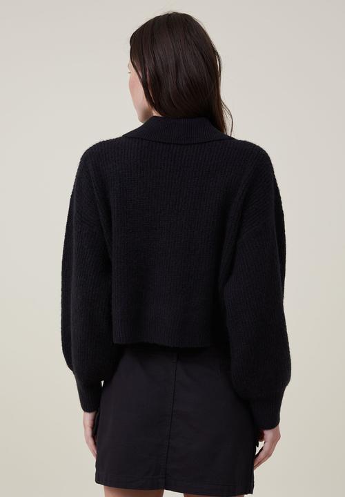 Cotton On - Blondie rib collar pullover - black
