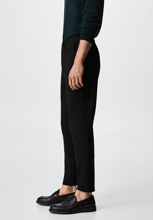 MANGO - Trousers agave - black