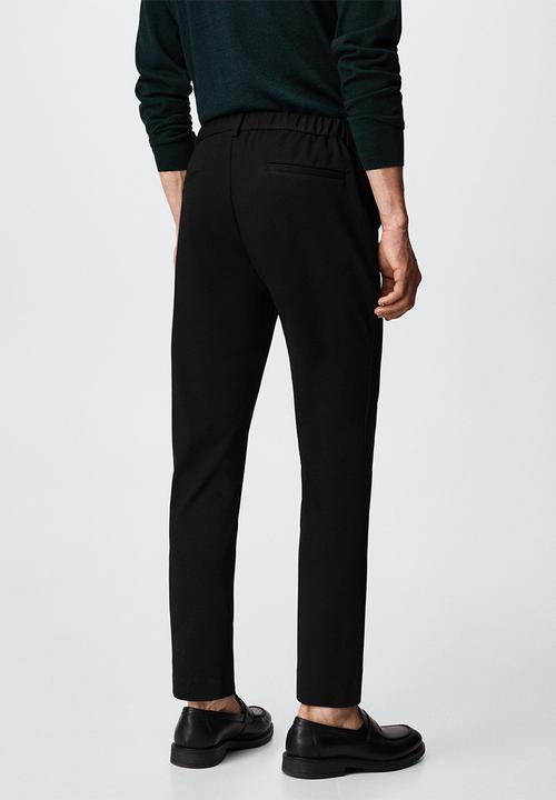 MANGO - Trousers agave - black