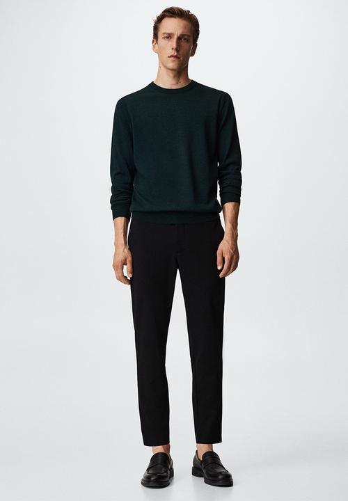 MANGO - Trousers agave - black