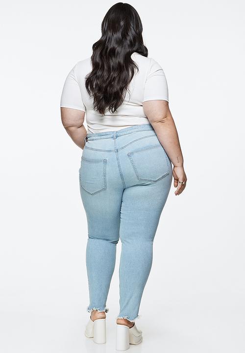 H&M - Curvy ultra high jeggings - light denim blue 
