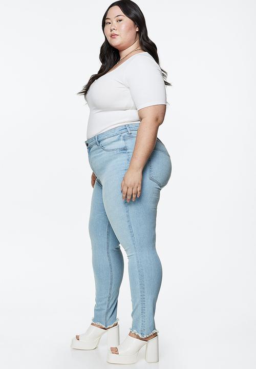H&M - Curvy ultra high jeggings - light denim blue 