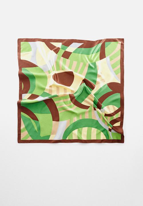 MANGO - Geometric printed foulard - green