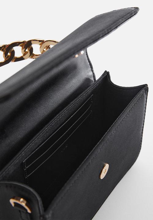 MANGO - Bag with short chain handle - black
