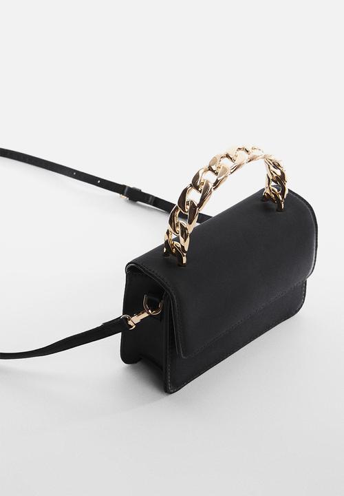 MANGO - Bag with short chain handle - black