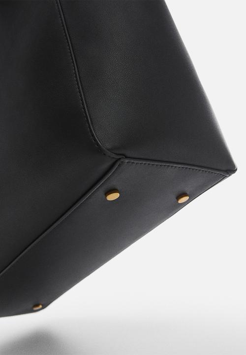 MANGO - Shopper bag with double handle - black