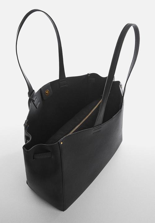 MANGO - Shopper bag with double handle - black