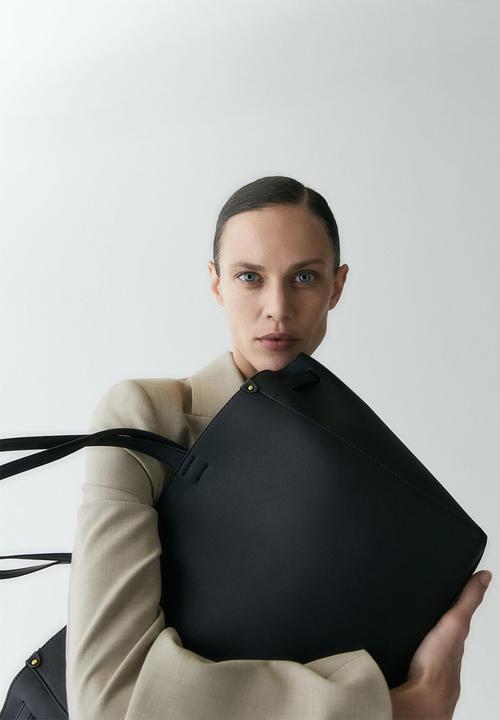 MANGO - Shopper bag with double handle - black