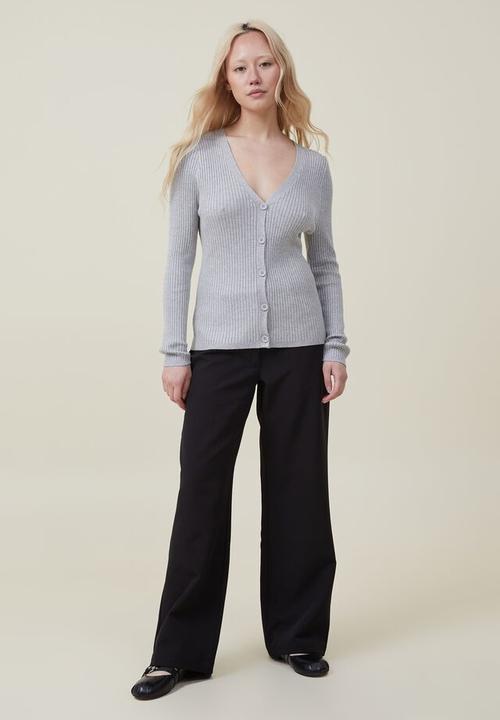 Cotton On - Urban v-neck button thru cardi - grey marle