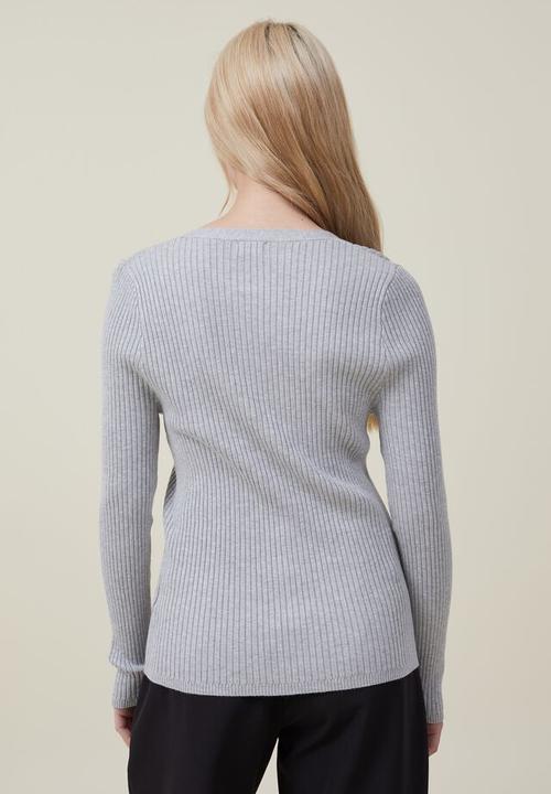 Cotton On - Urban v-neck button thru cardi - grey marle