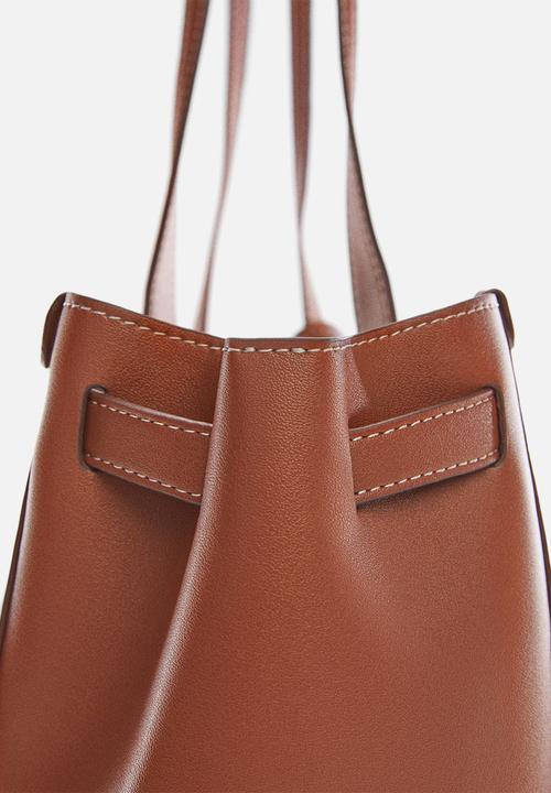 MANGO - Shopper bag with double handle - leather