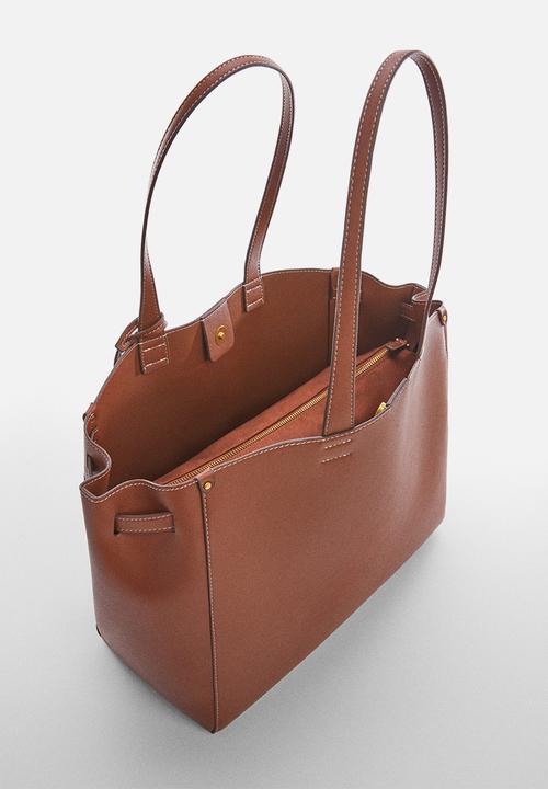 MANGO - Shopper bag with double handle - leather