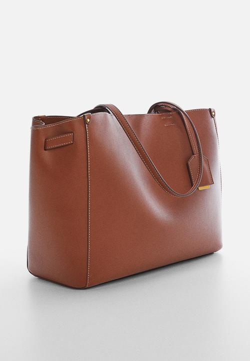 MANGO - Shopper bag with double handle - leather