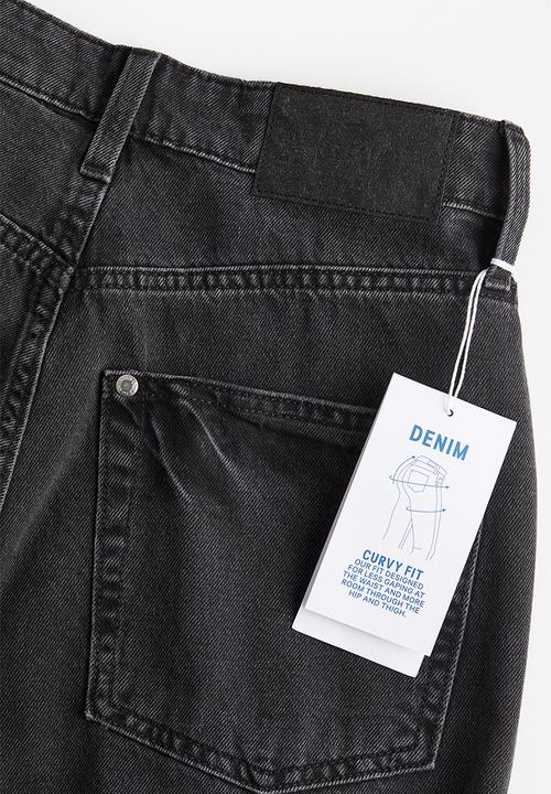 H&M - Curvy fit wide ultra high jeans - black