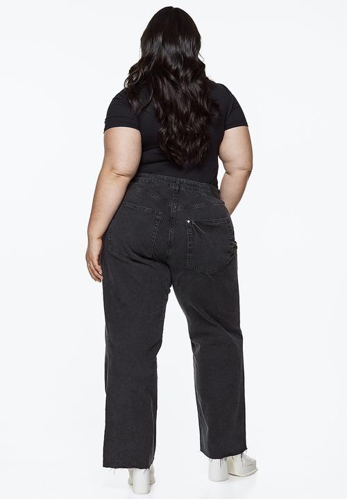 H&M - Curvy fit wide ultra high jeans - black