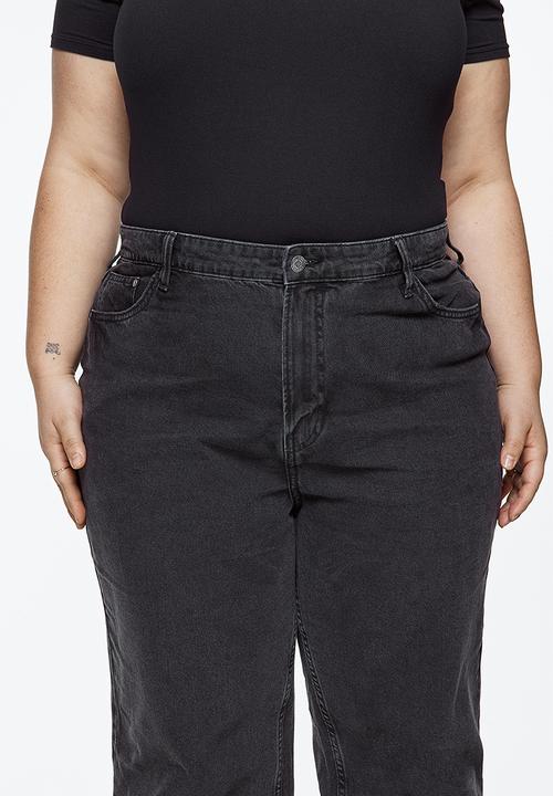 H&M - Curvy fit wide ultra high jeans - black
