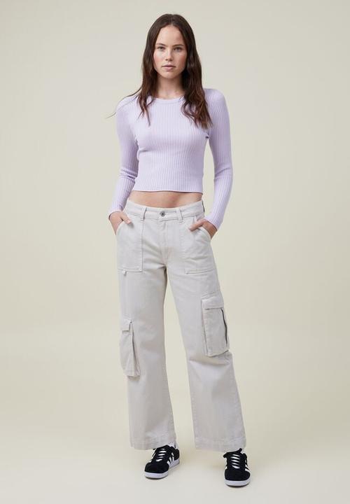 Cotton On - Urban rib crew neck top - soft lilac