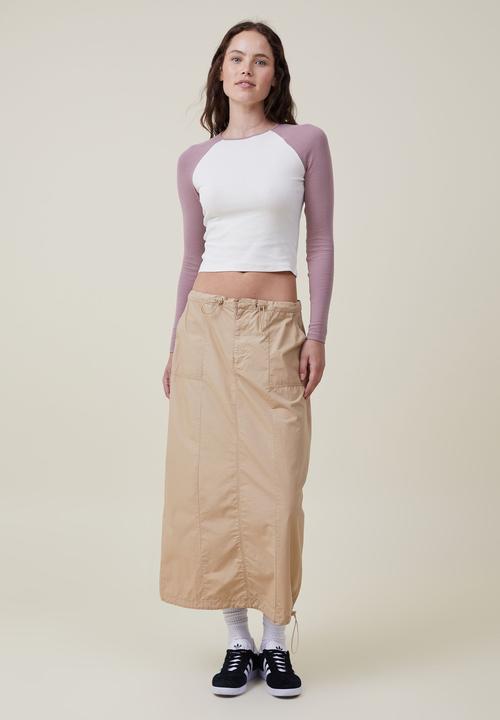 Cotton On - Jesse raglan long sleeve top - natural white/dusty mauve