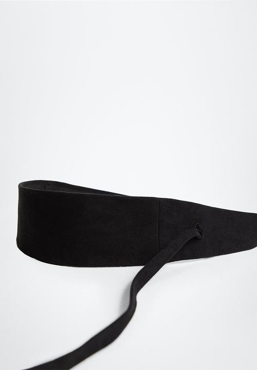 MANGO - Interwoven sash belt - black