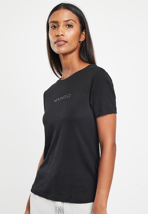 MANGO - T-shirt pstmng - black