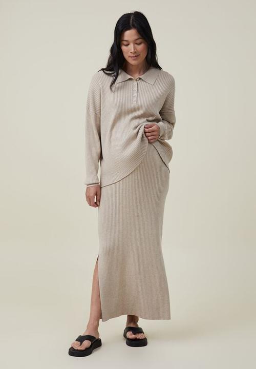 Cotton On - Maternity friendly urban midi skirt - mid taupe marle