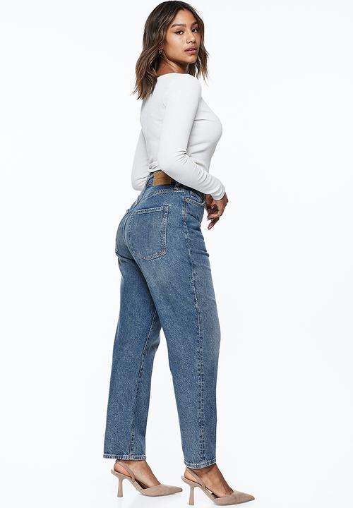 H&M - Curvy fit mom ultra high ankle jeans - denim blue