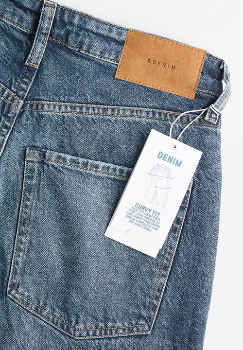 H&M - Curvy fit mom ultra high ankle jeans - denim blue