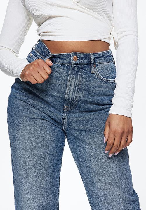 H&M - Curvy fit mom ultra high ankle jeans - denim blue