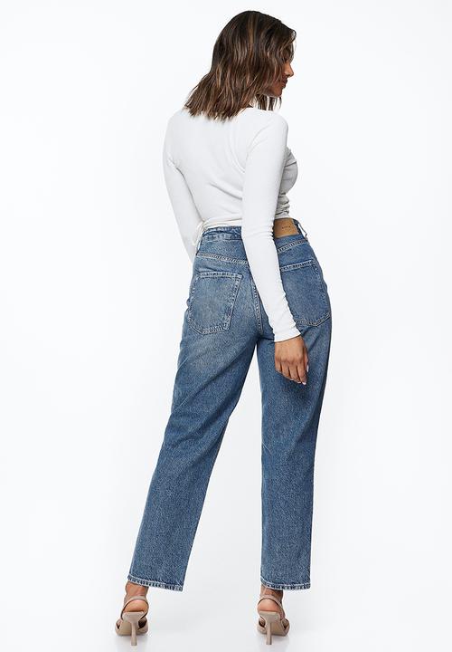 H&M - Curvy fit mom ultra high ankle jeans - denim blue